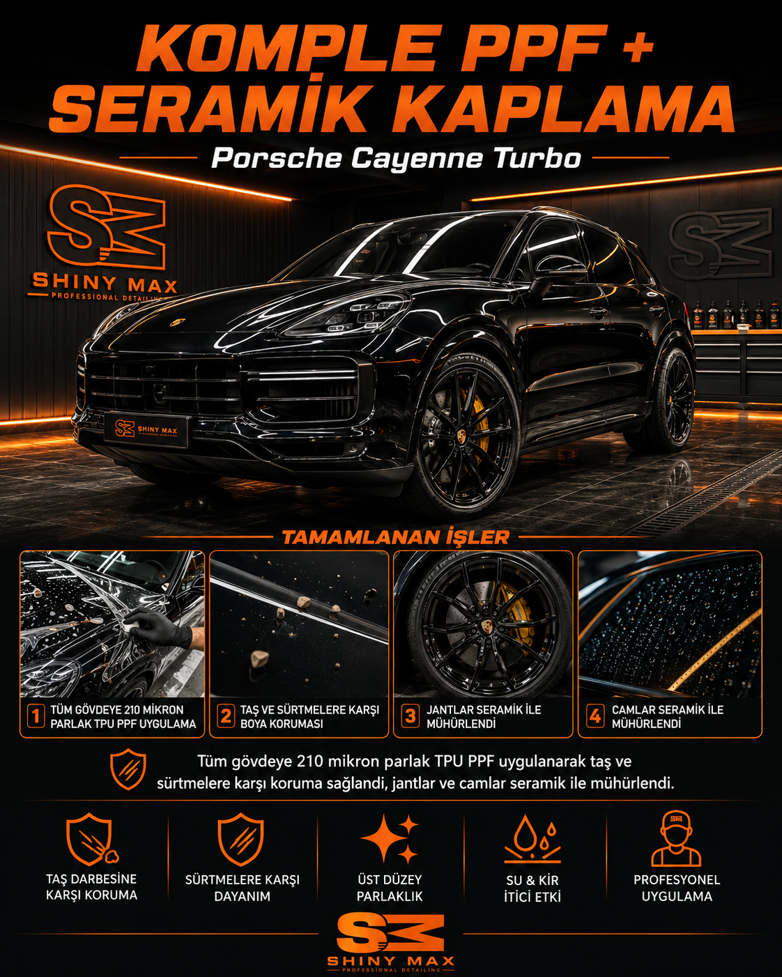 Porsche Cayenne Turbo — Komple PPF ve 9H Seramik Uygulaması